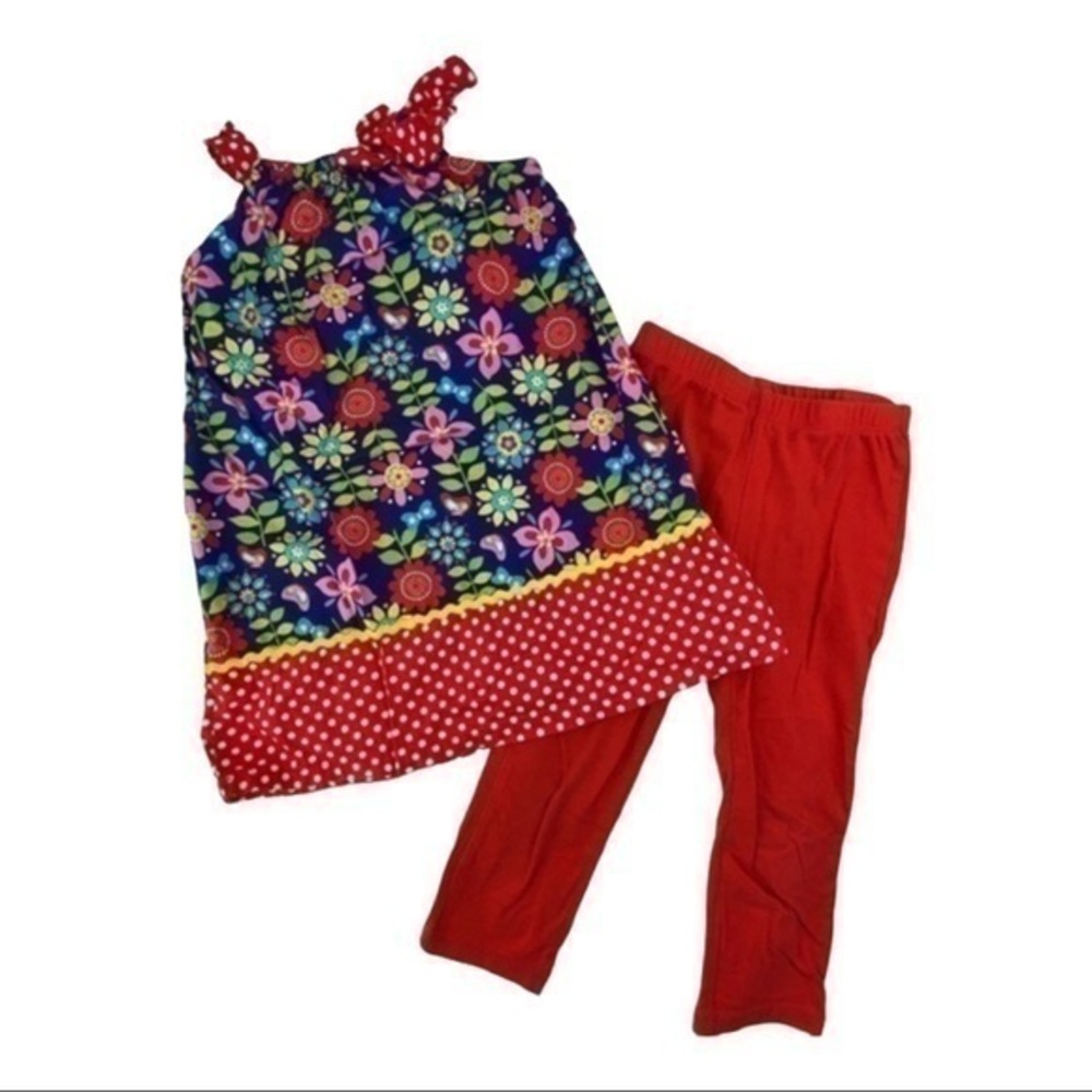 Kids Headquarters Floral Tank Dress with Crop Leggings Girls 2 Piece Outfit Sz 4